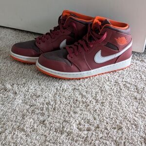 Nike Burgundy and Orange High-Top Sneakers